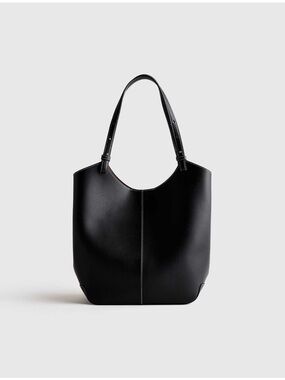 Quince Italian Leather BlackTrapeze Tote